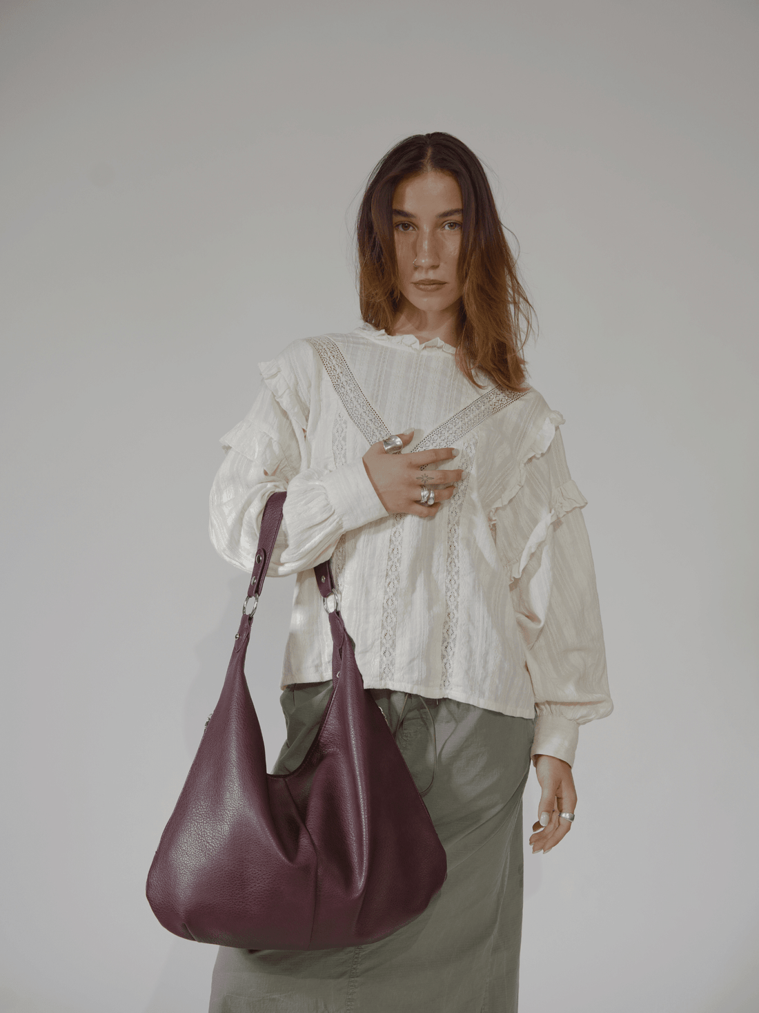 Leather-Look Hobo Shoulder Bag