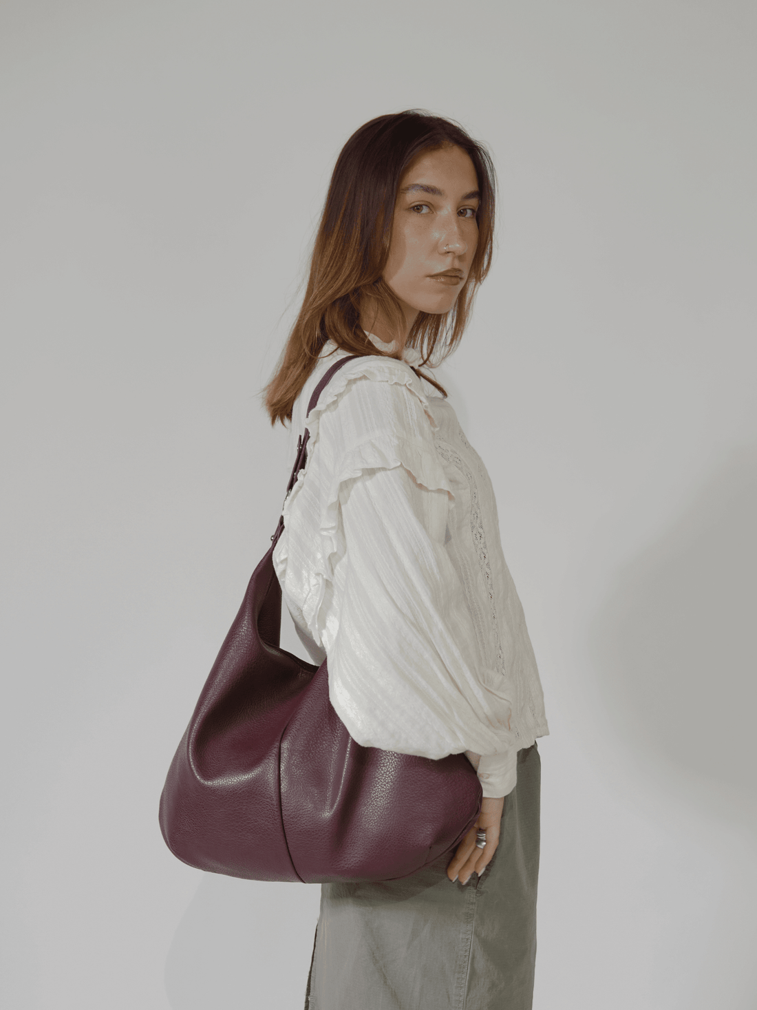 Leather-Look Hobo Shoulder Bag