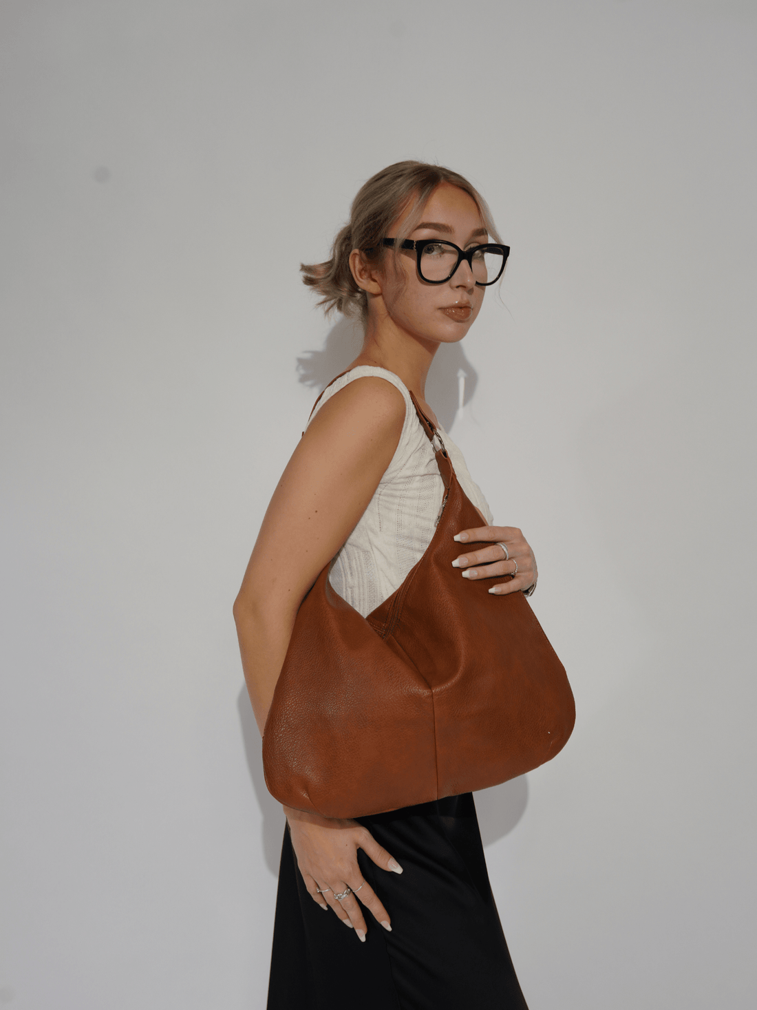 Leather-Look Hobo Shoulder Bag