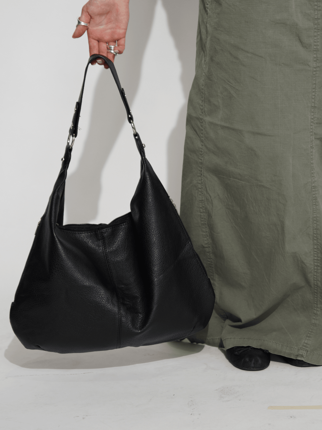 Leather-Look Hobo Shoulder Bag