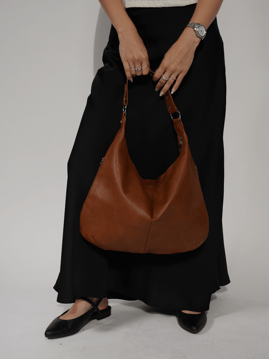 Leather-Look Hobo Shoulder Bag