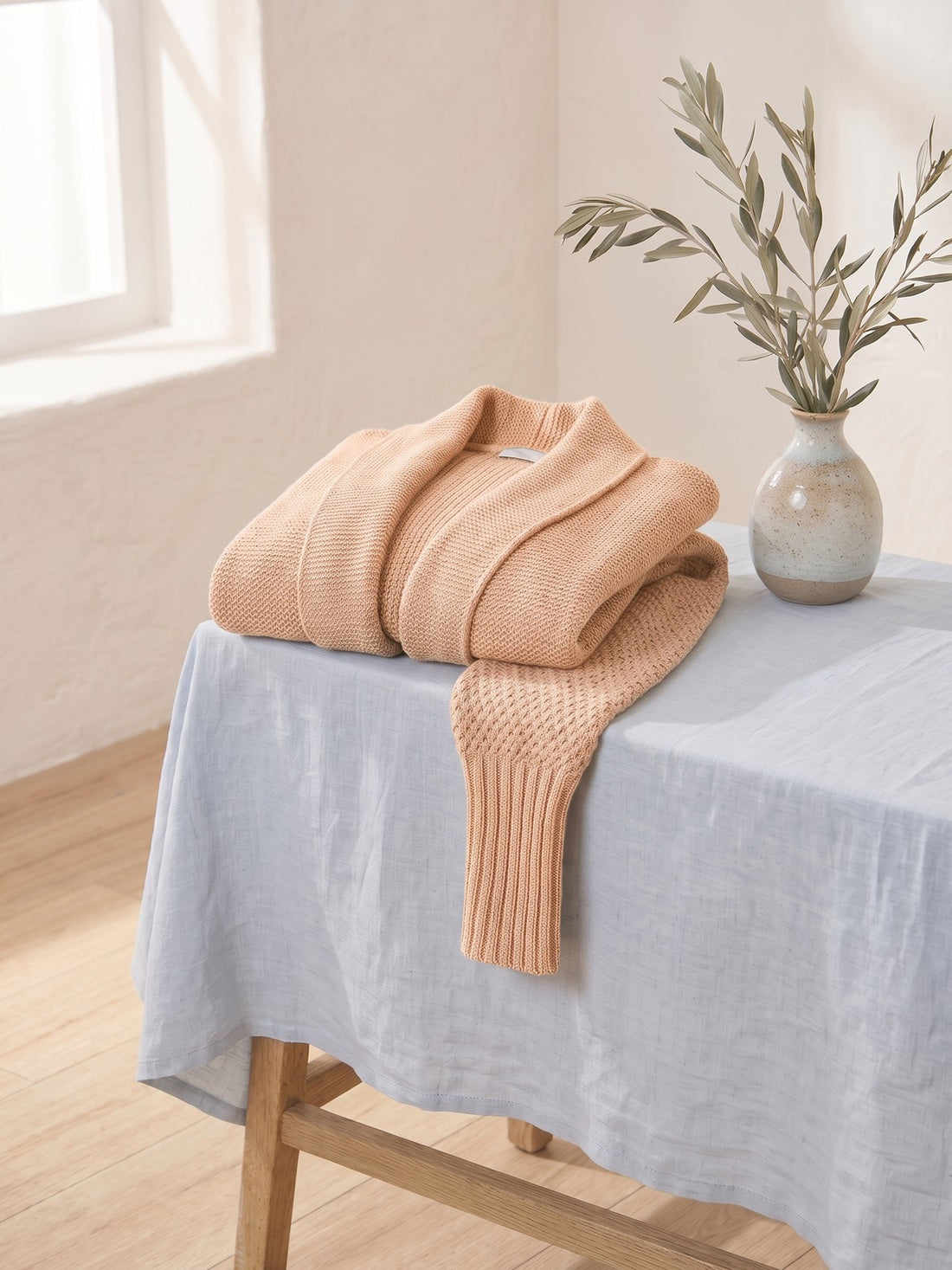 Chunky Batwing Cardigan in Apricot