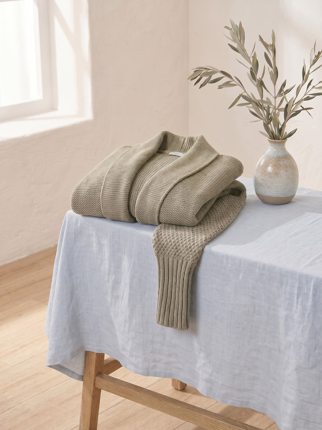 Chunky Batwing Cardigan in Khaki