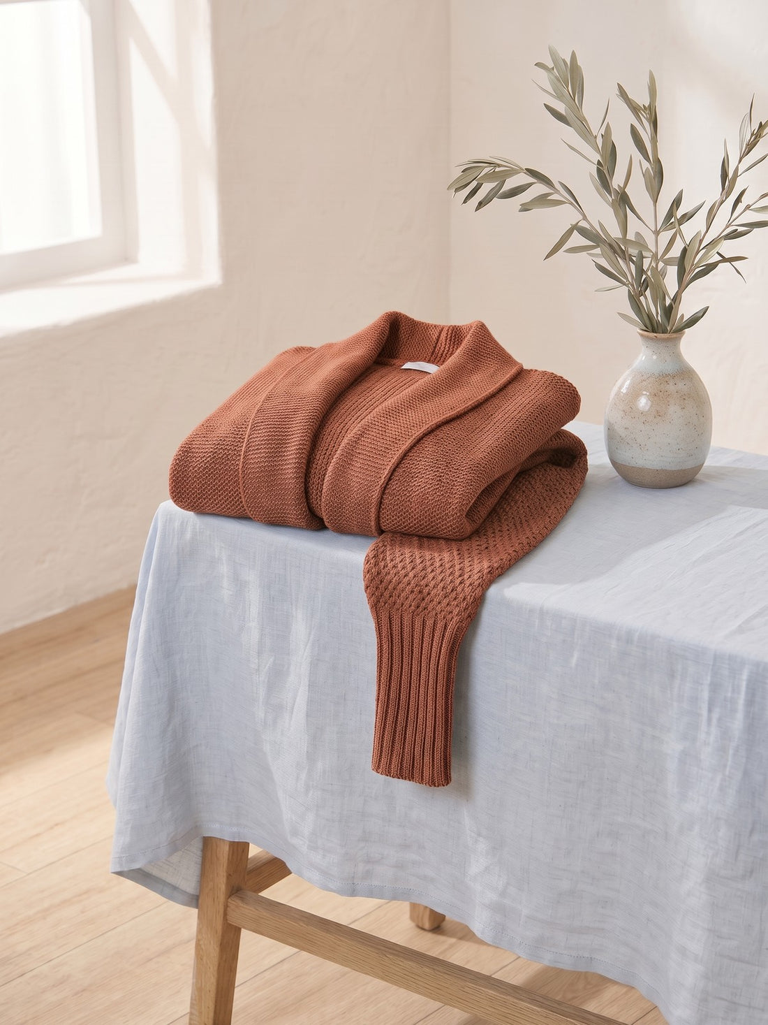 Chunky Batwing Cardigan in Rust