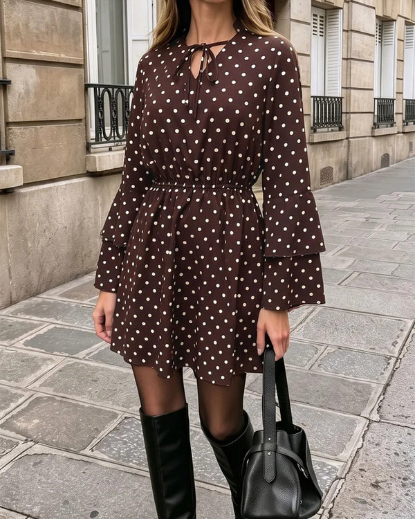 Polka Dot Tie-Neck Day Dress