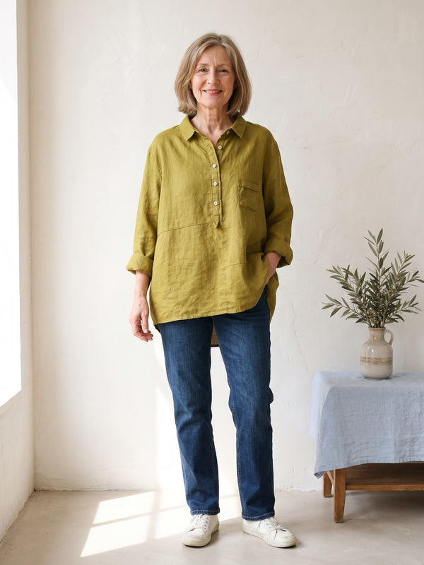 Linen-Look Pocket Shirt
