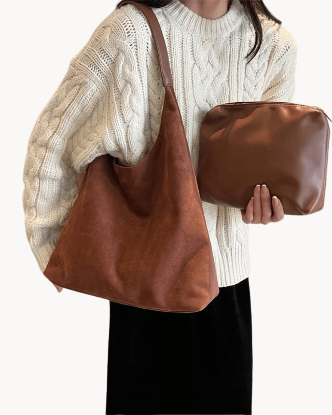 Suede-Look Hobo Bag