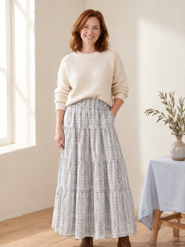 Plaid Maxi Tiered Skirt