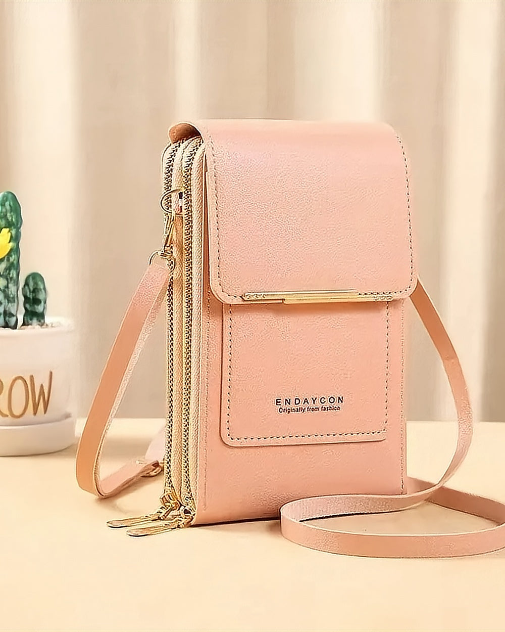 Touchscreen Phone Crossbody Bag – Pink