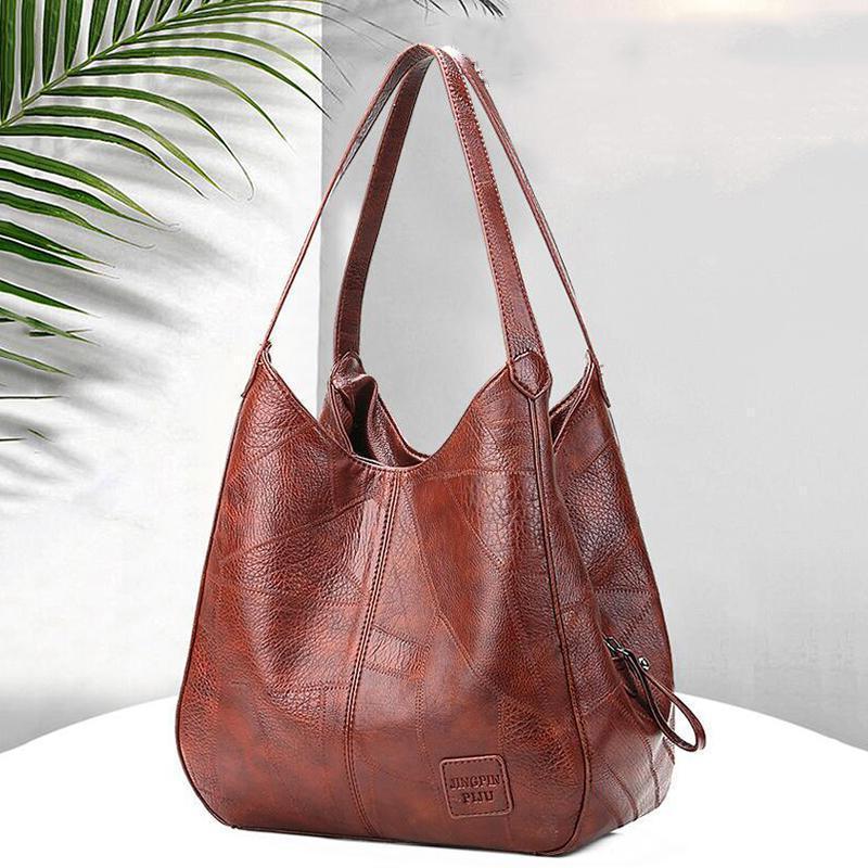 Vintage Leather-Look Shoulder Bag