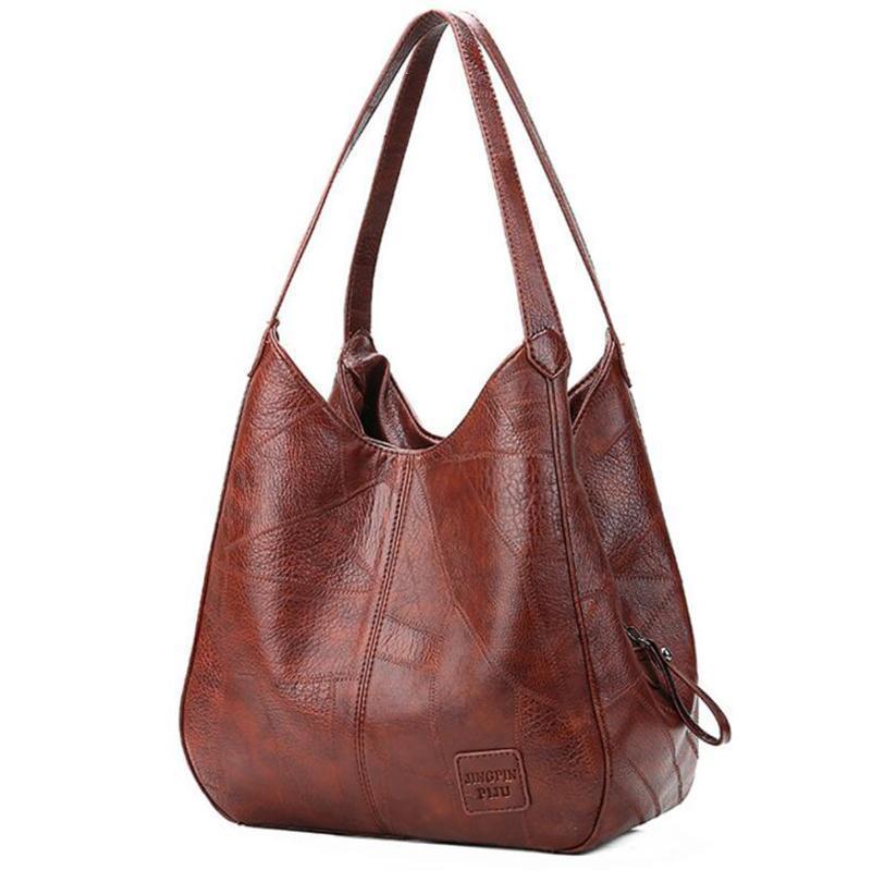 Vintage Leather-Look Shoulder Bag
