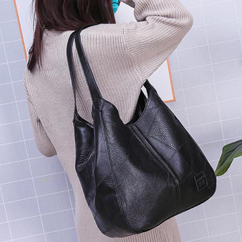 Vintage Leather-Look Shoulder Bag