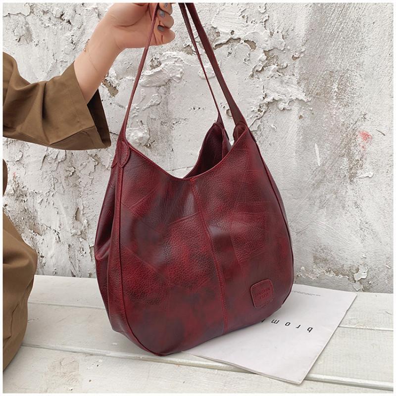 Vintage Leather-Look Shoulder Bag