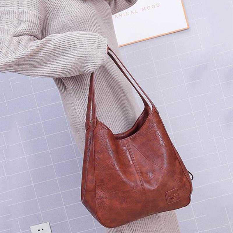 Vintage Leather-Look Shoulder Bag