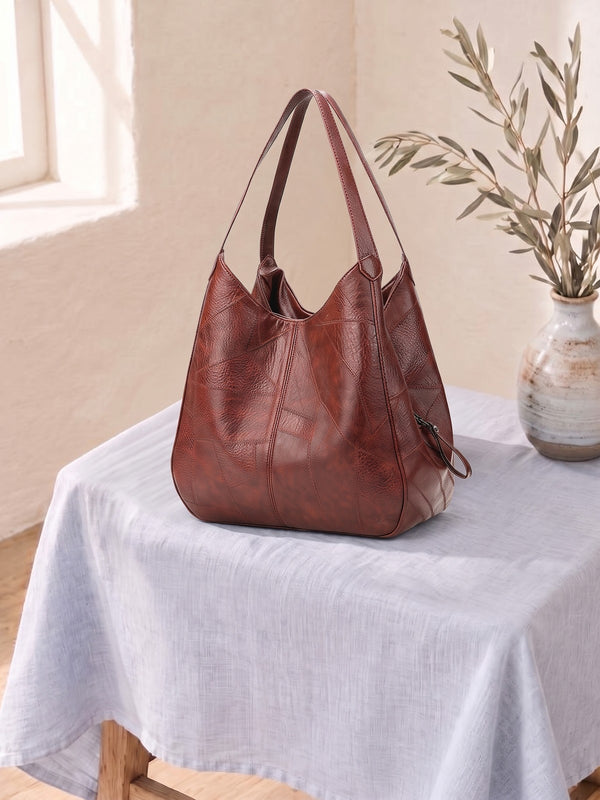 Vintage Leather-Look Shoulder Bag
